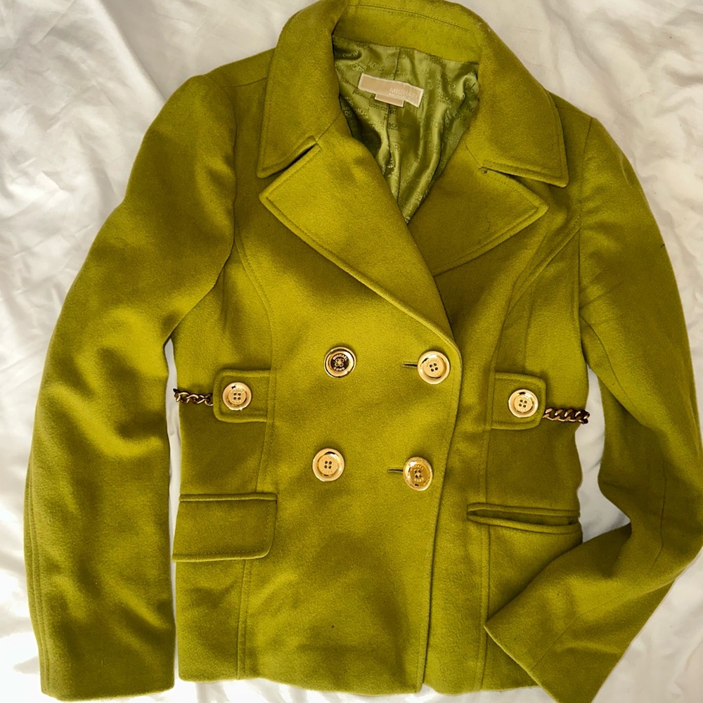 Michael Koran Lime Green Pea Coat